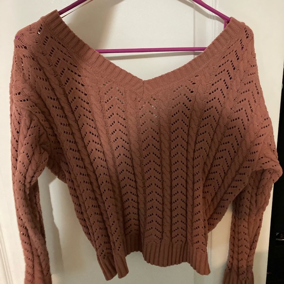 Jessica Simpson salmon/pink cropped sweater, size small - Picture 2 of 3